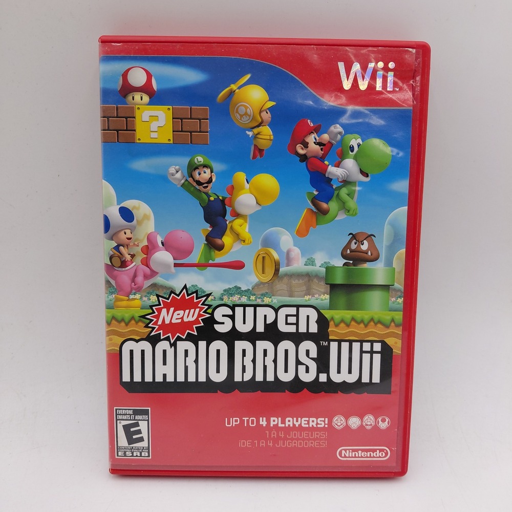 New Super Mario Bros Wii Nintendo Wii CIB Red Case Disc & Manual